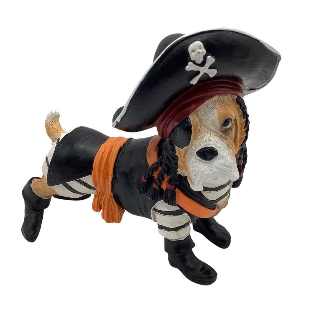 Charming Pirate Dog Figurine Whimsical Multicolor Decor 6”‎
